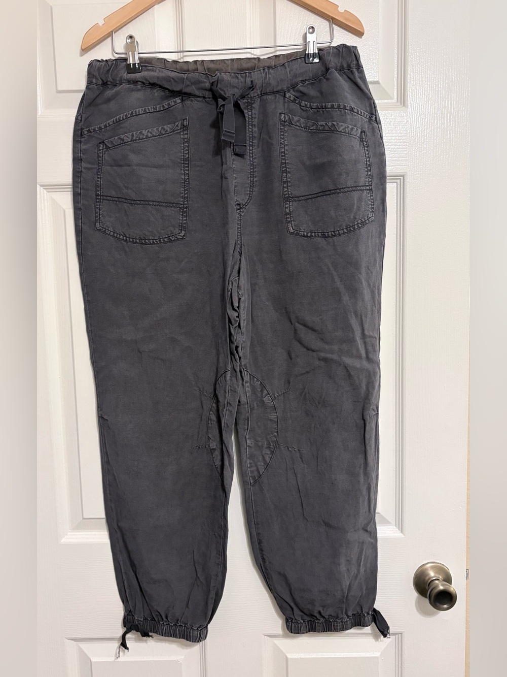 Pilcro Anthropologie Lyocell Linen Blend Wide Leg Utility Joggers tie waist M - Picture 2 of 9